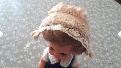 cuffietta rosa cappello per bambola doll vintage