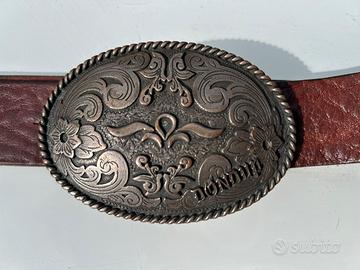 Cintura Dondup in pelle con fibbia western