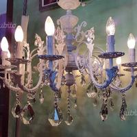 Lampadario RESTAURATO 12 luci gocce di cristallo