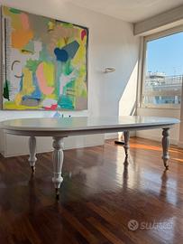 Tavolo ovale laccato bianco