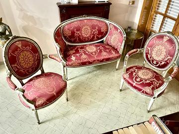 Salottino stile Luigi XVI Divanetto 2 poltroncine