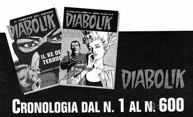 Mancolista cronologia Diabolik 1-600 e 1 ad oggi