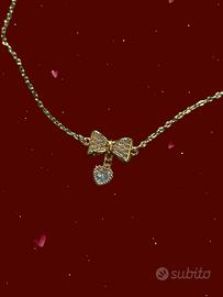 Collana Donna Acciaio Fiocco Cuore San Valentino