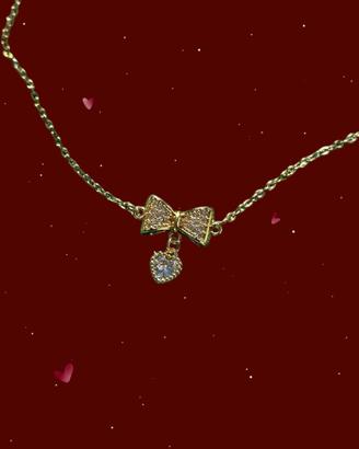 Collana Donna Acciaio Fiocco Cuore San Valentino