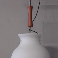 Lampadario legno /acciaio /vetro (cucina/ingresso)