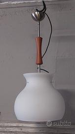 Lampadario legno /acciaio /vetro (cucina/ingresso)