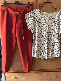 Completo pantaloni arancio bruciato e maglietta