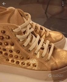 scarpe con le borche color oro 38 