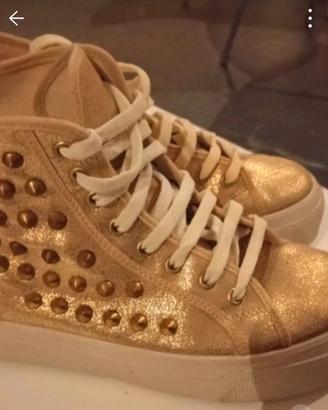 scarpe con le borche color oro 38 