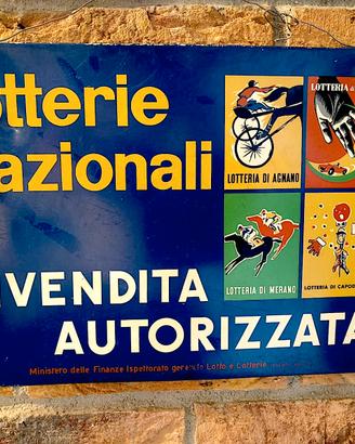 LOTTERIA ITALIA 1960 TABELLA INSEGNA ORIGINALE