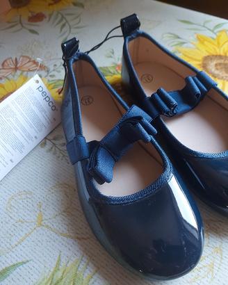 scarpe ballerine di vernice blu da bambina n. 31