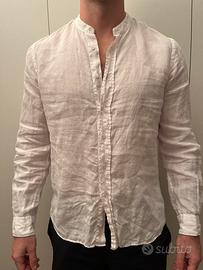 Camicia uomo in lino rosa chiaro Tg.42