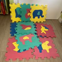 Tappeto morbido 10 mattonelle puzzle animali