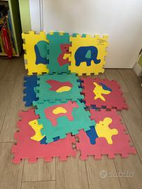 Tappeto morbido 10 mattonelle puzzle animali