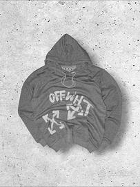 Off-White Paint Script Skate Hoodie Grey White (L)