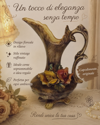 Caraffa vintage Capodimonte floreale