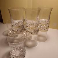 bicchieri vintage in vetro lavorato - set da 9