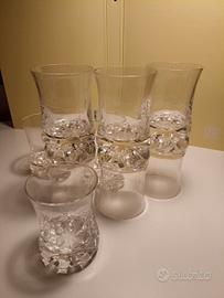 bicchieri vintage in vetro lavorato - set da 9