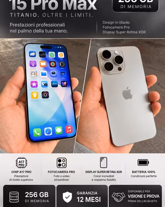 iPhone 15 Pro Max 256GB – Batteria 100%