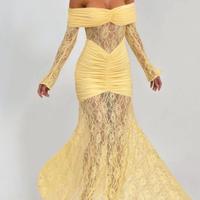 abito elegante in pizzo giallo 