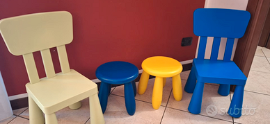 Set IKEA MAMMUT bambini: 2 sedie + 2 sgabelli