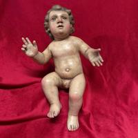 Natività Gesu bambino intagliato in legno