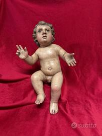 Natività Gesu bambino intagliato in legno