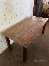 Tavolo in teak massello con tavole antiche