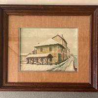 Quadro a olio con Vicolo dei Lavandai a Milano