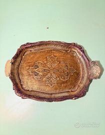 Antico vassoio fiorentino in legno