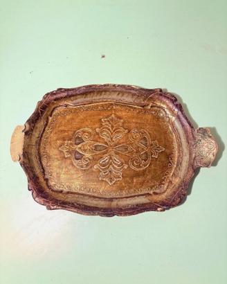 Antico vassoio fiorentino in legno