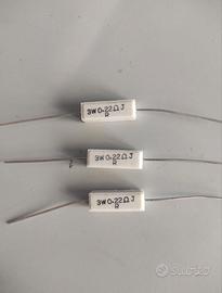3x Resistori di Potenza 0.22 Ohm 3W - Ceramico