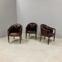 TRE POLTRONE INGLESI DA CLUB IN ROVERE E PELLE