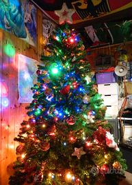 Albero di natale 2 mt con decorazioni, luci, laser