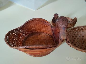 Set di papere in vimini porta vasi vintage