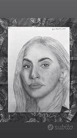 Ritratto Lady Gaga fatto a mano disegno realistico