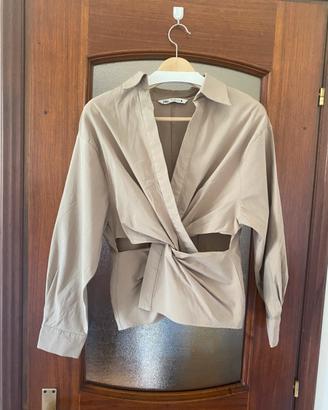 Camicia Donna zara Beige Taglia L cut out