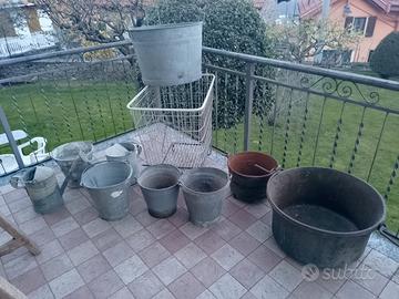 Catini e secchi ferro zincato vintage 