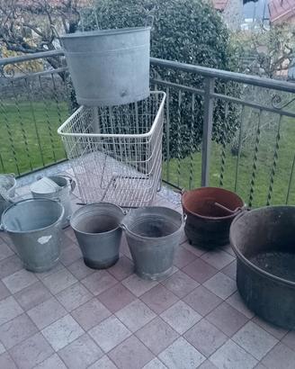 Catini e secchi ferro zincato vintage 