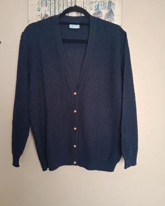Cardigan donna blu traforato