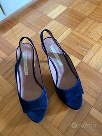 Sandali Pura Lopez blu indaco con plateau n. 38