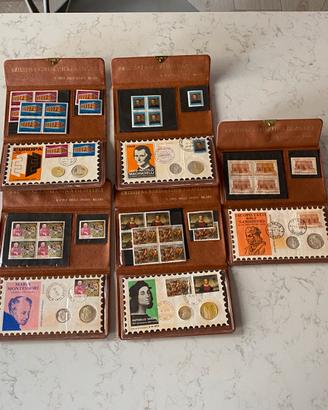 Monete lire argento 925 con francobolli