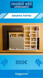 Soggiorno Bronzo/Libreria Bianca L 290 cm - H 210