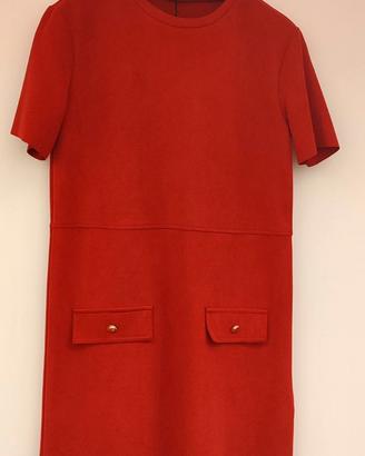 vestito donna maniche corte ZARA rosso con tasche