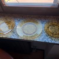 servizio di piatti in vetro giallo Bormioli