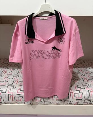 maglia stile polo rosa e nera “superior” (terranov