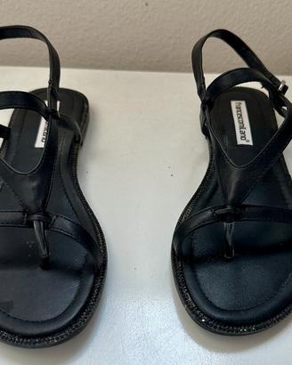 Infradito sandalo in pelle e strass