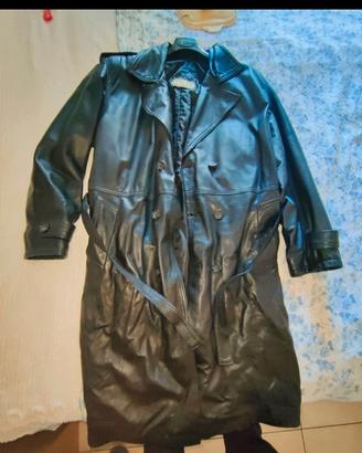 Trench lungo Vera Pelle nera made in Italy 