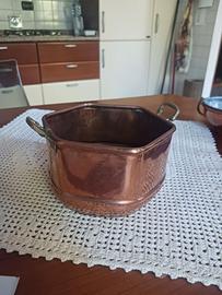 Contenitore vintage esagonale con manici in Rame