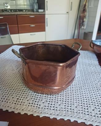 Contenitore vintage esagonale con manici in Rame